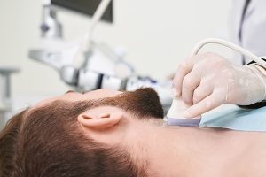 A patient is having a private thyroid and neck scan in London